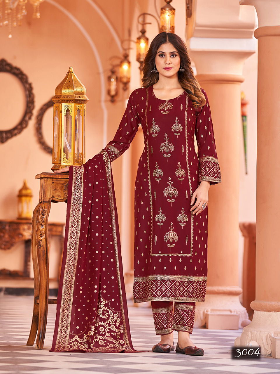 Nykaa Vol 3 Rayon Gold Printed Kurti With Bottom Dupatta Wholesale Price In Surat
